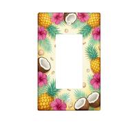 Cubierta de interruptor de luz basculante individual de piña para cocina, tropical, colorido, coco, hibisco, verano, plástico, tamaño estándar, placas de pared decorativas para el hogar, sala de estar