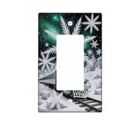 Cubierta de interruptor de luz basculante individual de tren, copos de nieve festivos de invierno, montañas, plástico verde invierno, tamaño estándar, acentos de pared para el hogar, sala de estar