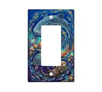 Cubierta de interruptor de luz basculante individual, diseño de ballena, océano, tortuga, pulpo, verano, azul, plástico, tamaño estándar, acentos, placas de interruptor de pared para nuevo apartamento