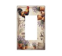 Cubierta de interruptor de luz basculante individual, diseño de gallo, macetas rústicas de lavanda, color verde primavera, de plástico, tamaño estándar, placas de pared decorativas para sala de estar
