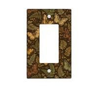 Cubierta de interruptor de luz basculante individual, diseño de mariposa, diseño vintage de flores de helecho otoño, color marrón, tamaño estándar, placas de pared decorativas para nuevo apartamento