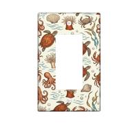 Cubierta de interruptor de luz basculante individual, diseño de tortuga natural, pulpo coral, verano, marrón, plástico, tamaño estándar, placas de pared decorativas para el hogar, sala de estar