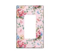 Cubierta de interruptor de luz basculante individual, diseño floral romántico, mariposas, vides, primavera, melocotón, plástico, tamaño estándar, placas de pared decorativas para el hogar, sala de
