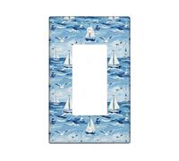 Cubierta de interruptor de luz basculante individual para velero, faro náutico costero, gaviota costera, verano, azul, plástico, tamaño estándar, placa decorativa para dormitorio, baño, cocina