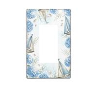 Cubierta de interruptor de luz basculante individual para velero, hortensias naturales costeras, conchas marinas, plástico azul verano, tamaño estándar, acentos de pared para sala de estar, dormitorio