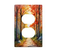 Cubierta de interruptor de luz de bosque otoñal/cubierta de toma, árboles naranja cálido y amarillo para decoración del hogar, placas de pared termoplásticas, tamaño estándar individual dúplex