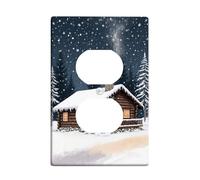 Cubierta de interruptor de luz de cabina de invierno, cubierta de tomacorriente/escena de cabina nevada para decoración de pared, placas de pared termoplásticas, salida dúplex individual de tamaño