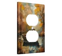 Cubierta de interruptor de luz de escena de barco otoñal/cubiertas de salida, tema de río otoñal al aire libre, detalles de pared de barco rústico, placas de pared termoplásticas, salida dúplex