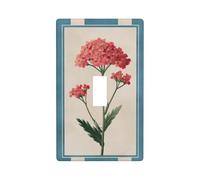 Cubierta de interruptor de luz de flujo de milenrama rosa vintage decorativa de una sola palanca de 1 banda para cocina, granja, dormitorio, baño, decoración artística