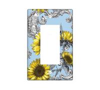 Cubierta de interruptor de luz de girasol/cubiertas de tomacorriente, detalles florales amarillos brillantes para decoración del hogar, placas de pared termoplásticas, balancín individual de tamaño