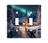 Cubierta de interruptor de luz de Navidad de invierno para el país de las maravillas, cubierta de enchufe, cabina nevada con luces del norte para decoración navideña, placas de pared termoplásticas