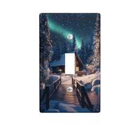 Cubierta de interruptor de luz de Navidad de invierno para el país de las maravillas, cubierta de enchufe, cabina nevada con luces del norte para decoración navideña, placas de pared termoplásticas