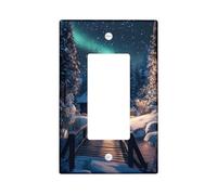Cubierta de interruptor de luz de Navidad de invierno para el país de las maravillas, cubierta de enchufe, cabina nevada con luces del norte para decoración navideña, placas de pared termoplásticas