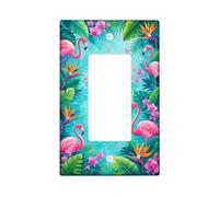 Cubierta de interruptor de luz de un solo balancín para pájaros tropicales, hoja de orquídea vibrante, verano, melocotón, plástico, tamaño estándar, placas de pared decorativas para nuevo departamento