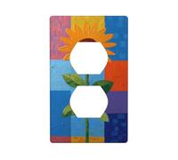 Cubierta de interruptor de luz decorativa con diseño de girasol alto en bloque de color, 1 banda, placa de pared para cocina, baño, tamaño 7 x 11,4 cm