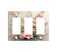 Cubierta de interruptor de luz floral de primavera, cubierta de enchufe, flores de jardín de melocotón suave para decoración del hogar, placas de pared termoplásticas, placa de pared de tamaño
