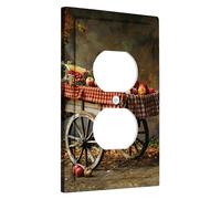 Cubierta de interruptor de luz para carrito de cosecha de otoño, cubierta de enchufe, decoración de verduras campestres rojas y amarillas, detalles rústicos de pared, placas de pared termoplásticas