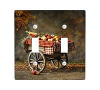 Cubierta de interruptor de luz para carrito de cosecha de otoño, cubierta de enchufe, decoración de verduras campestres rojas y amarillas, detalles de pared rústicos, placas de pared termoplásticas