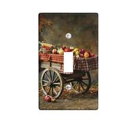 Cubierta de interruptor de luz para carrito de cosecha de otoño, cubierta de enchufe, decoración de verduras campestres rojas y amarillas, detalles de pared rústicos, placas de pared termoplásticas
