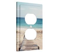 Cubierta de interruptor de luz para paseo marítimo de playa, cubierta de toma, océano azul para decoración de verano, estilo costero, placas de pared termoplásticas, salida dúplex individual de tamaño