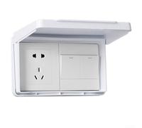 Cubierta de interruptor de pared con diseño de apertura fácil impermeable y elegante para enchufes dobles tipo 86 (blanco)