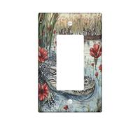 Cubierta de interruptor decorativa de cocodrilo estético vintage de 1 banda, basculante individual, placa de pared de cocodrilo de barco, placa frontal eléctrica retro para decoración de dormitorio y