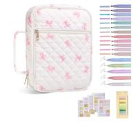Cubierta de la biblia Case bíblico acolchado portátil con bolígrafos/pestañas/mango para mujer viajar, blanco