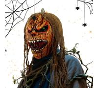 Cubierta de la cara cabeza calabaza: capucha cosplay embrujada, casco misterioso Jack-O-Lantern | Pieza atuendo teatral terror para una tarea juego mascaradas disfraces Desfile truco-o-trato festival