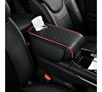 Cubierta de la consola central, For Kia Sportage 2016-2021, fundas de cuero sintético for reposabrazos, cojín con bolsas almacenamiento y caja pañuelos, accesorios interiores(Black and Red Line)