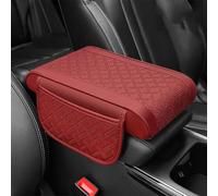 Cubierta de la consola central, For Suzuki Swift 2005-2023, reposabrazos de cuero sintético, impermeable, cómodo y transpirable, con 2 bolsas almacenamiento, color rojo, 31 x 18 5 cm(Red)