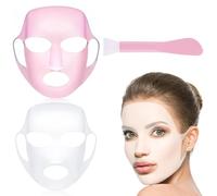 Cubierta de la Máscara, 2 Piezas Cubierta de la Máscara de Silicona Reutilizable Máscara de Belleza Facial Humectante de La Cara Impermeable del Vapor, con 1 Cepillo para Mascarilla Facial