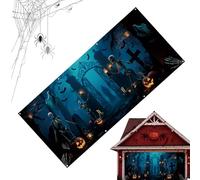 Cubierta de la puerta del garaje de Halloween - Decoración de Halloween | Banner de la puerta del cementerio | 13 × 6 pies decorativos de telón de fondo para la casa de vacaciones al aire libre