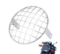Cubierta de lámpara para faro de motocicleta, pantalla de rejilla modificada para motocicleta de 7 ", máscara de cubierta de montaje lateral de parrilla de malla (Plata)