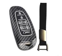 Cubierta de llave de aspecto de fibra de carbono ABS para HYUNDAI Santa Fe Tucson Sonata Palisade compatible con controles remotos de entrada sin llave (cubierta de carbono + llavero)