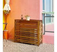 Cubierta de madera gruesa para aire acondicionado al aire libre, cubierta de radiador y soporte de flores, protección resistente a la intemperie para uso en interiores y exteriores