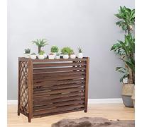 Cubierta de madera maciza para aire acondicionado, soporte de flores de madera y estante de exhibición de plantas al aire libre, elegante estante de almacenamiento marrón, 120 x 58 x 100 cm, perfecto
