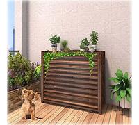 Cubierta de Madera Maciza para Aire Acondicionado y Pantalla de privacidad Tipo Valla, Rejilla Exterior con Lamas para Evitar el Polvo, Rejilla Oculta para Bomba de Calor, 96x40x89cm, protec