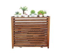 Cubierta de madera para aire acondicionado al aire libre, pantalla de barandilla anticorrosión, bomba de calor, rejilla protectora, soporte decorativo para flores, tamaño 85 x 80 cm