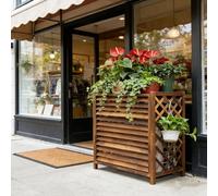 Cubierta de madera para aire acondicionado al aire libre, protector de unidad de CA anticorros, carcasa de bomba de calor Lar, soporte para plantas de jardín, 110 x 50 x 85 cm, resistente a la