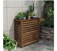 Cubierta de madera para aire acondicionado exterior con estante de exhibición de plantas, rejilla protectora para bomba de calor, pantalla de valla