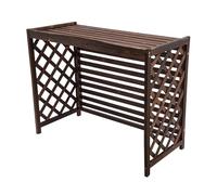 Cubierta de madera para aire acondicionado, valla de madera de abeto carbonizada para bomba de calor, diseño de persiana con ventilación, estante exterior de fácil instalación para balcón, jardín o