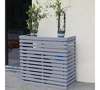 Cubierta de madera para aire acondicionado y estante de flores, escudo decorativo para balcones, diseño de madera maciza, estilo anfitrión A, 85 x 35 x 80 cm, perfecto para unidades de aire