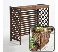 Cubierta de madera para unidad de aire acondicionado, pantalla decorativa de privacidad con soporte para flores, protección exterior para todo tipo de clima para aire acondicionado central, acabado