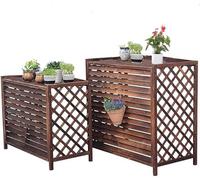 Cubierta de madera para unidad exterior de aire acondicionado, pantalla de valla de madera maciza con persianas, protector de condensador disipador de calor y soporte para plantas, escudo de privaci