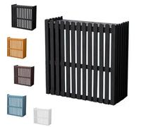 Cubierta de madera retro para aire acondicionado, estante para macetas al aire libre para flores, toldo rectangular independiente, color negro (85 x 35 x 84 cm), perfecto para decoración de jardín