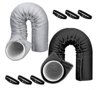 Cubierta de manguera de aire acondicionado para mangueras de 5 y 5 y 9 pulgadas mejora la eficiencia y protege contra elementos exteriores (gris + negro)