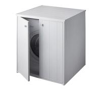 CUBIERTA DE MAQUINA Copri Protector ocultar Lavadora Secadora grande Buey negrari XXL kit montaje colada baño externo 2 puertas mazos Mobile plástico blanco resistente Agua pies 77x71 L77 P71 H94 cm