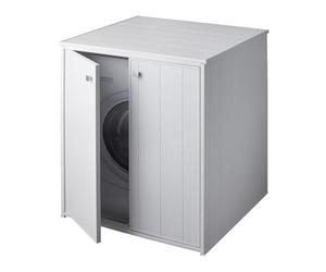 CUBIERTA DE MAQUINA Copri Protector ocultar Lavadora Secadora grande Buey negrari XXL kit montaje colada baño externo 2 puertas mazos Mobile plástico blanco resistente Agua pies 77x71 L77 P71 H94 cm