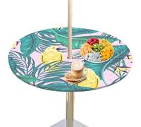 Cubierta de mesa al aire libre con agujero paraguas, mantel redondo colorido impermeable con cremallera, cubierta de mesa paraguas elástica para fiestas de picnic al aire libre con agujero