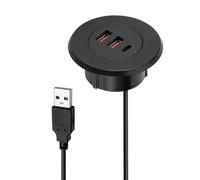 Cubierta de mesa con - Supervivencia del cable de escritorio | y USB A Conexiones | Toma de circuito de 3,5 pulgadas, 2 tomas de CA y 2 conexiones USB, perfectas para mesas y trabajos de conferencia